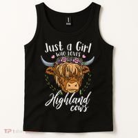 Scottish Highland Cow Just a  Who Loves Highland Cows Tank Top thumb 2