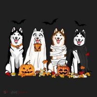 Siberian Husky Dogs Ghost Witch Mummy Halloween Pumpkins Funny Gift Hat thumb 2