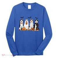 Siberian Husky Dogs Ghost Witch Mummy Halloween Pumpkins Funny Gift Long Sleeve Shirt thumb 0