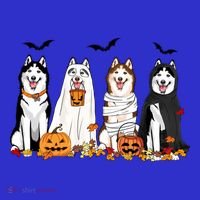 Siberian Husky Dogs Ghost Witch Mummy Halloween Pumpkins Funny Gift Long Sleeve Shirt thumb 2