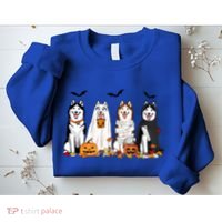 Siberian Husky Dogs Ghost Witch Mummy Halloween Pumpkins Funny Gift Sweatshirt thumb 2