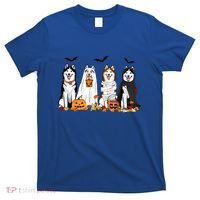 Siberian Husky Dogs Ghost Witch Mummy Halloween Pumpkins Funny Gift T-Shirt thumb 0