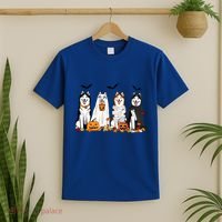 Siberian Husky Dogs Ghost Witch Mummy Halloween Pumpkins Funny Gift T-Shirt thumb 2