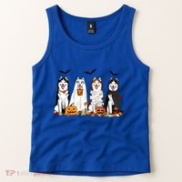 Siberian Husky Dogs Ghost Witch Mummy Halloween Pumpkins Funny Gift Tank Top thumb 2