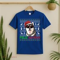 Siberian Husky Dog Feliz Navidog Funny Christmas Gift T-Shirt thumb 2