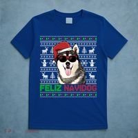 Siberian Husky Dog Feliz Navidog Funny Christmas Gift T-Shirt thumb 5