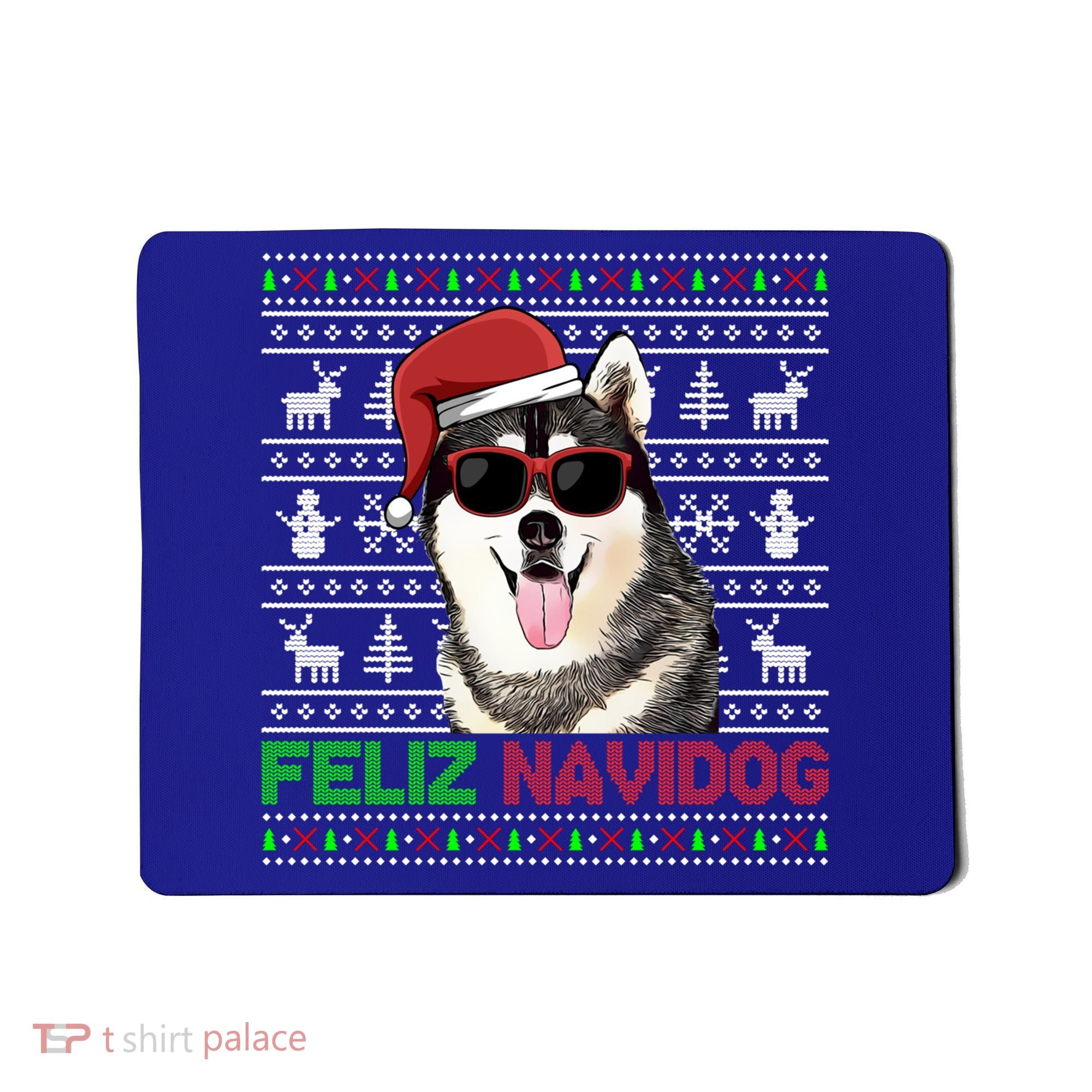 Siberian Husky Dog Feliz Navidog Funny Christmas Gift Mousepad