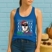 Siberian Husky Dog Feliz Navidog Funny Christmas Gift Women's Tank Top thumb 2