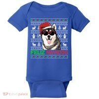 Siberian Husky Dog Feliz Navidog Funny Christmas Gift Baby Bodysuit thumb 0