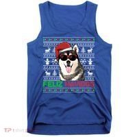 Siberian Husky Dog Feliz Navidog Funny Christmas Gift Tank Top thumb 0
