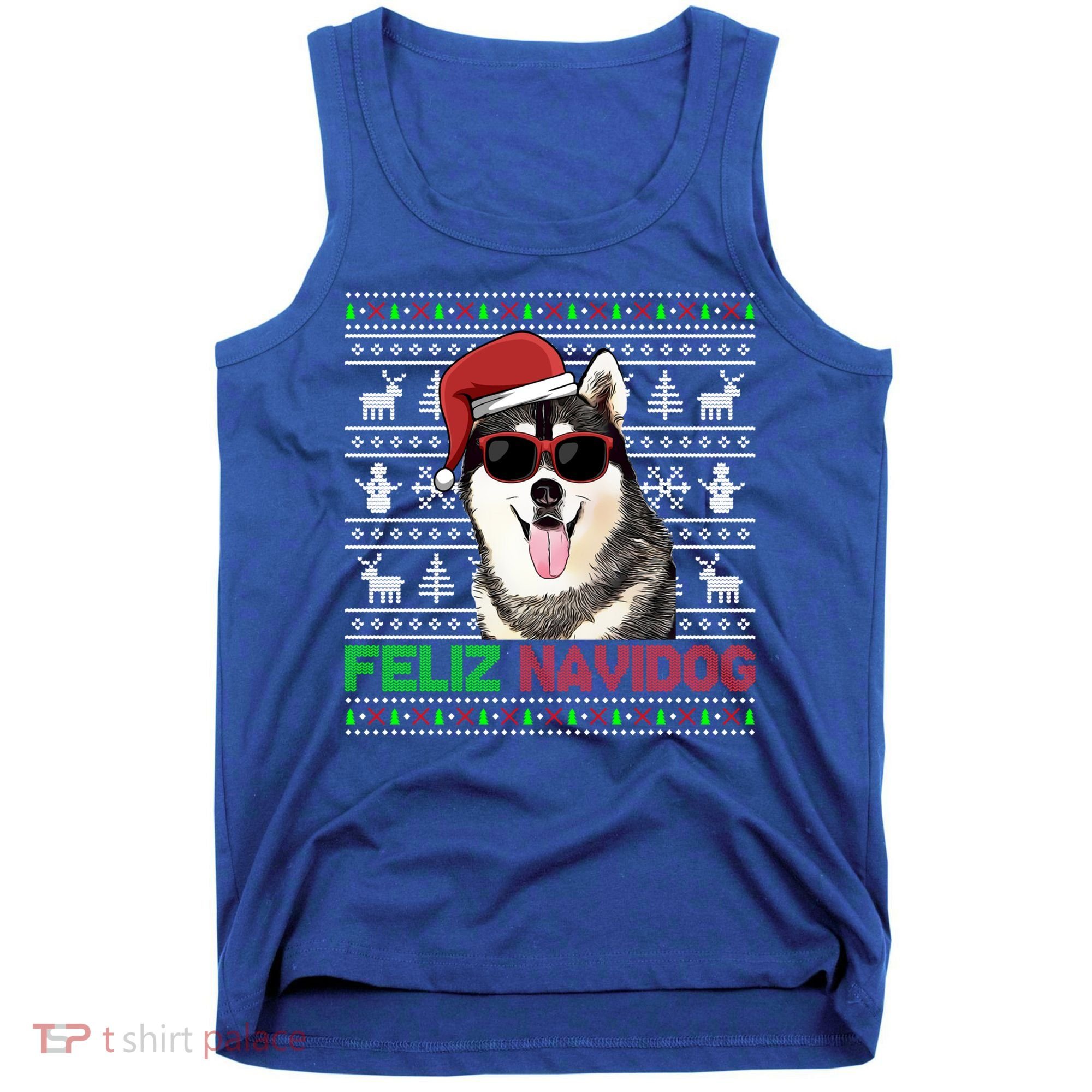 Siberian Husky Dog Feliz Navidog Funny Christmas Gift Tank Top