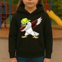 Sea Hawk Dabbing Bird Football Fan Kids Hoodie thumb 3