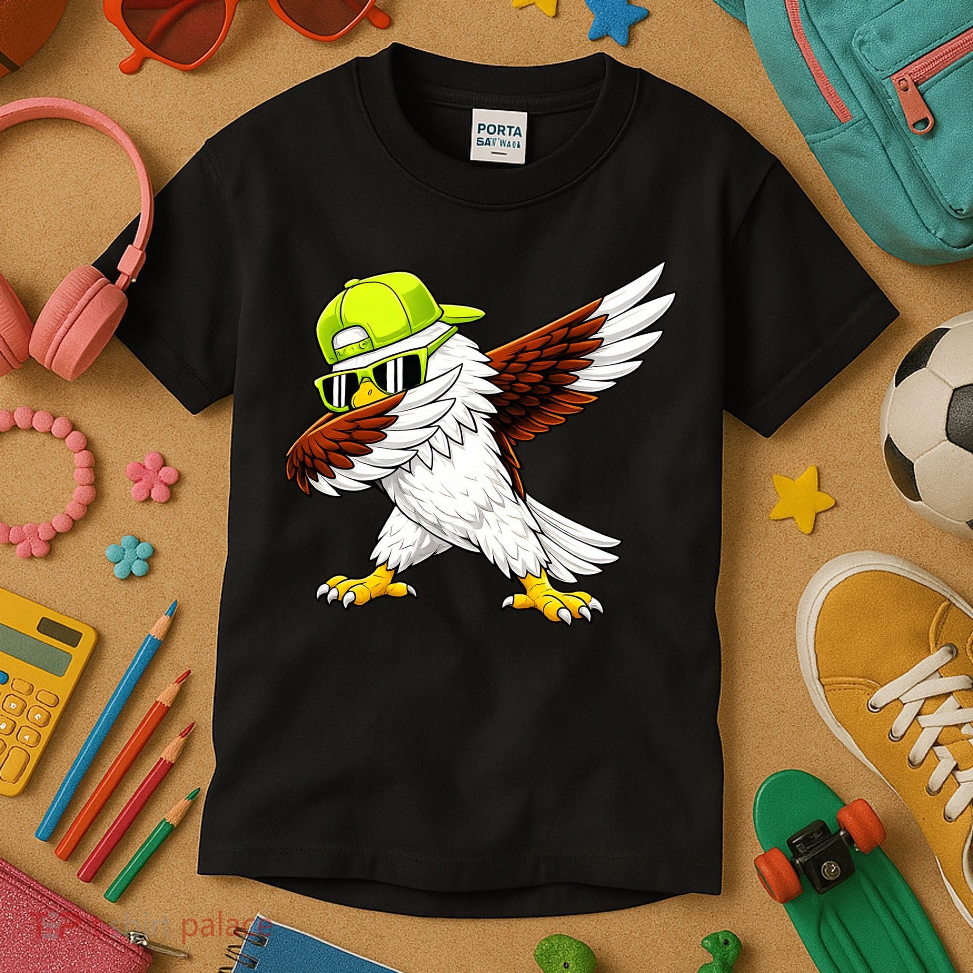 Sea Hawk Dabbing Bird Football Fan Kids T-Shirt