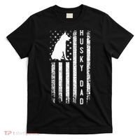 Siberian Husky Dog Breed American Flag Husky Lover Dog Dad T-Shirt thumb 0