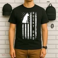 Siberian Husky Dog Breed American Flag Husky Lover Dog Dad T-Shirt thumb 6
