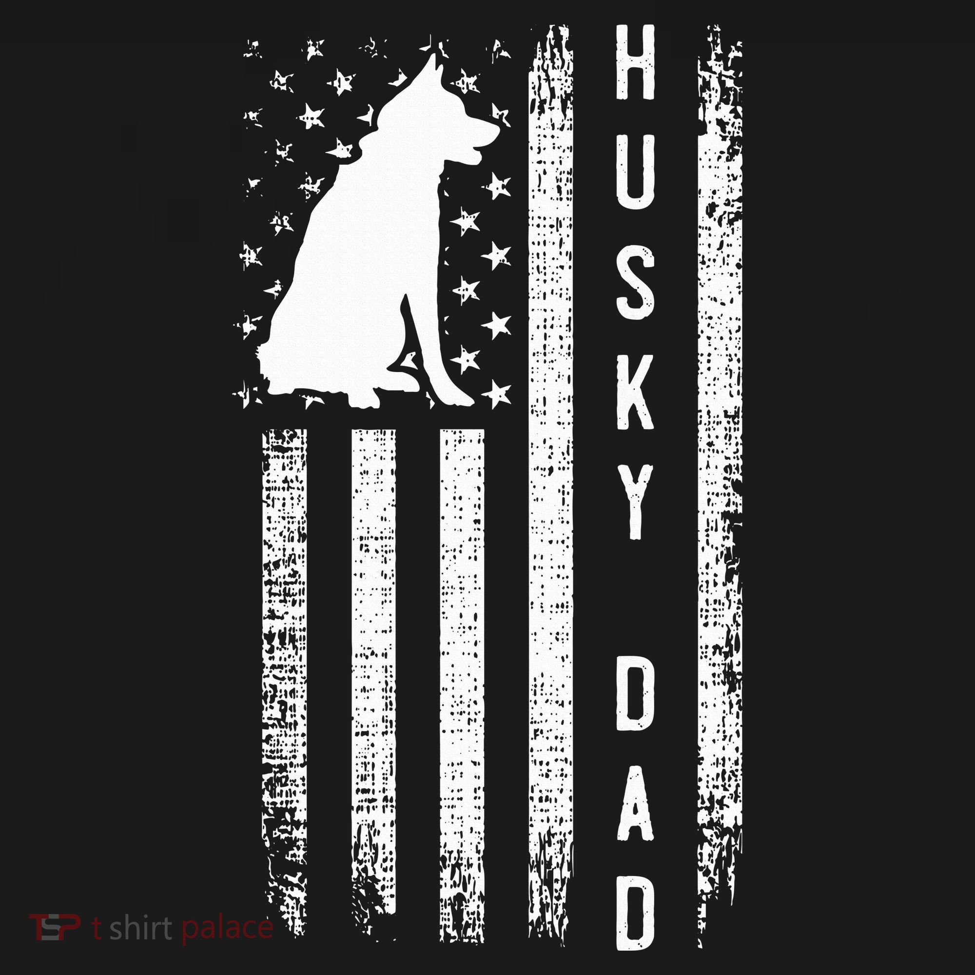 Siberian Husky Dog Breed American Flag Husky Lover Dog Dad T-Shirt