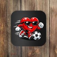 Soccer Heart Drip Sport Love Valentines Day Coaster thumb 0