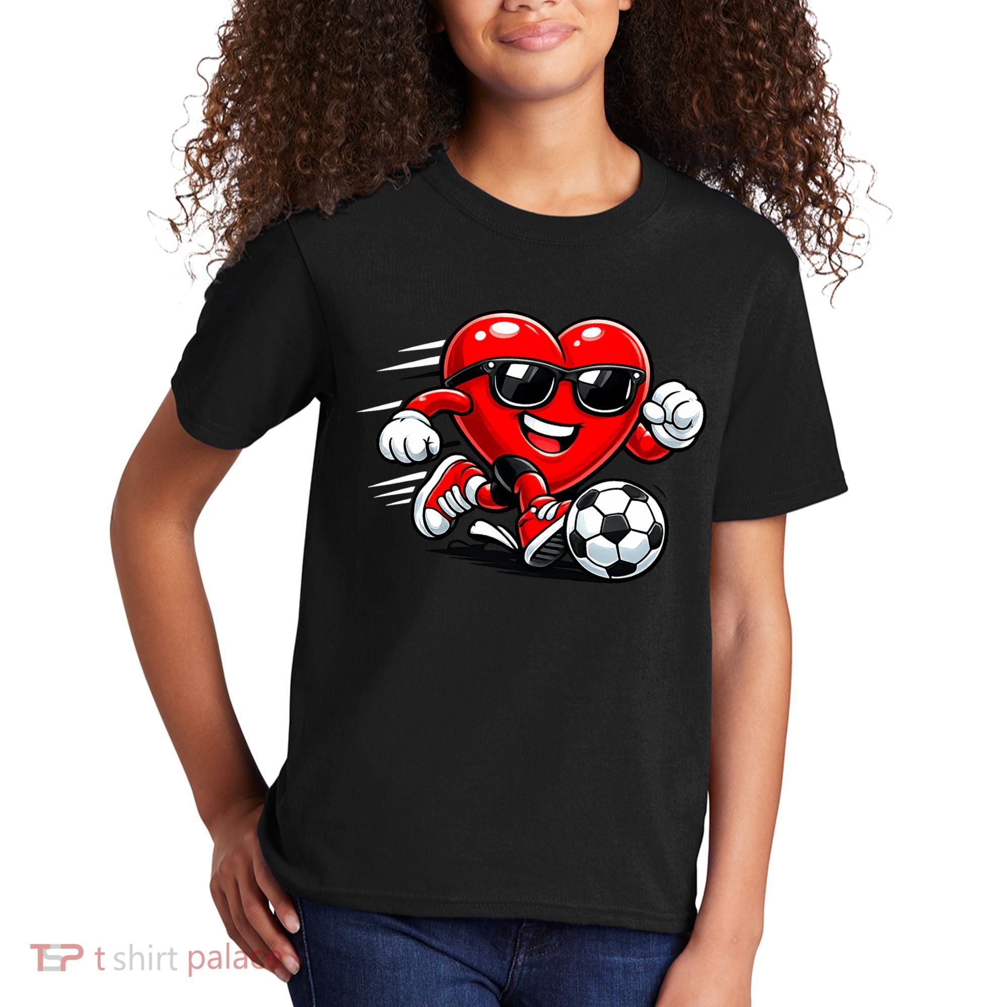 Soccer Heart Drip Sport Love Valentines Day Kids T-Shirt