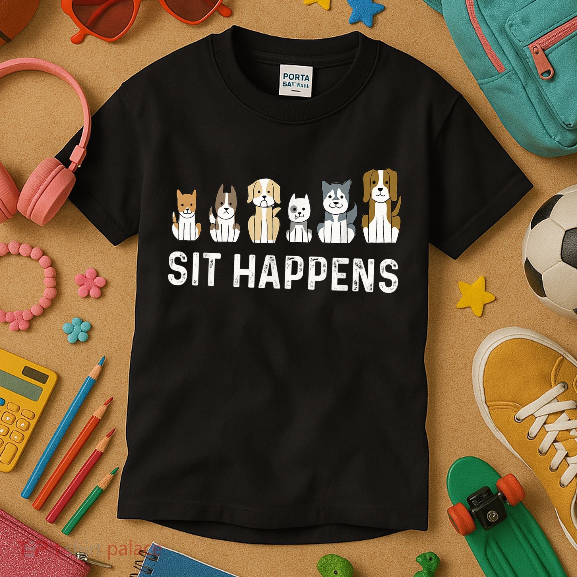 Sit Happens Dog Sitter Pet Sitting Animal Whisperer Kids T-Shirt