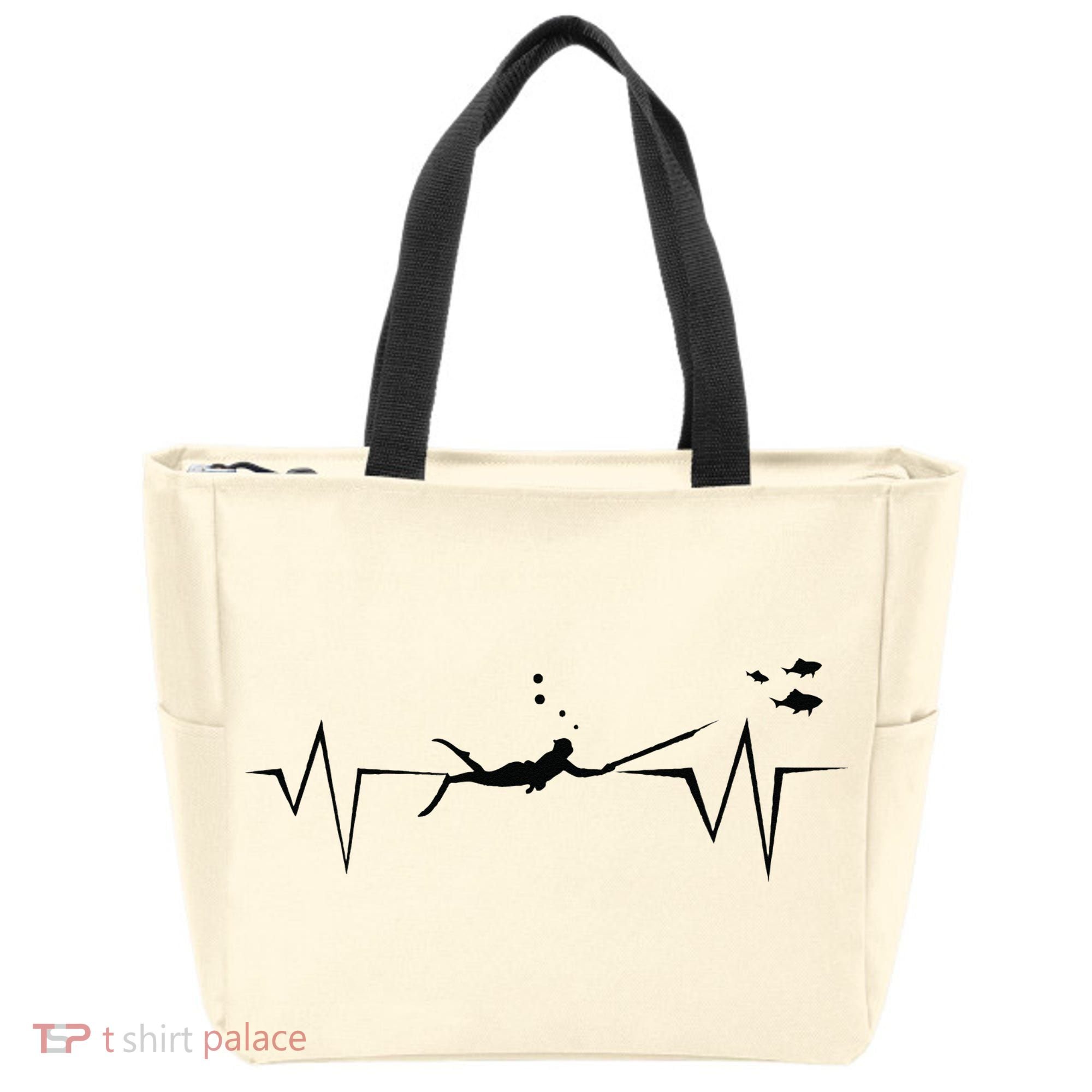 Spearfishing Heartbeat Diving Underwater Spear Fish Tote Bag