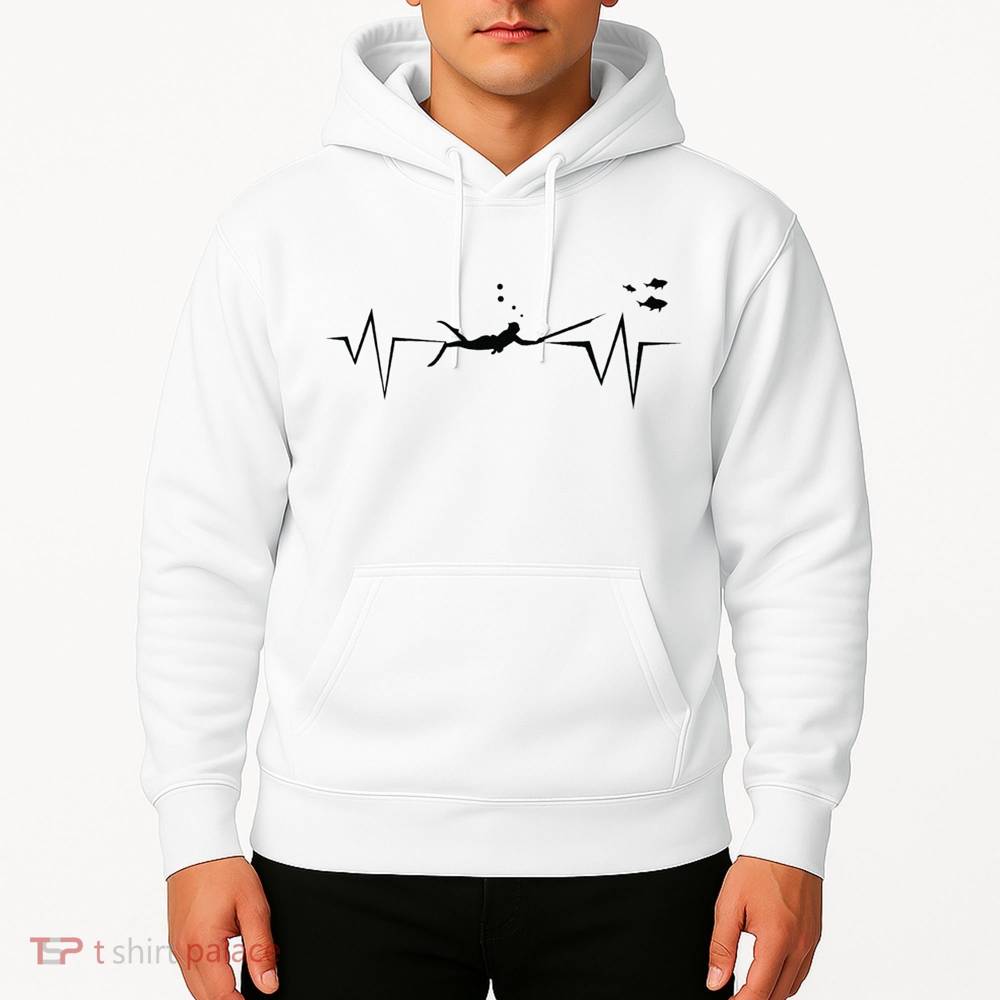 Spearfishing Heartbeat Diving Underwater Spear Fish Hoodie