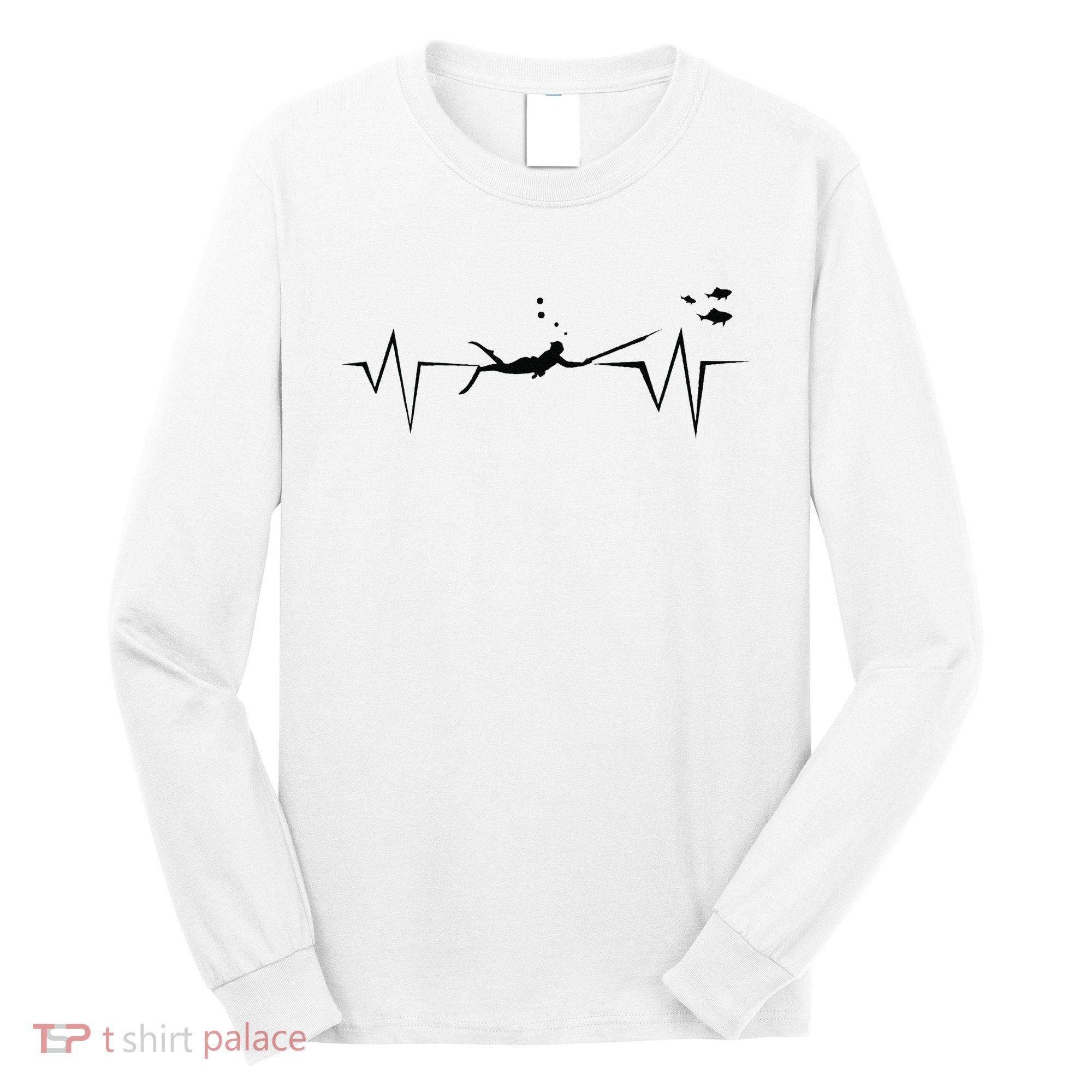Spearfishing Heartbeat Diving Underwater Spear Fish Long Sleeve Shirt