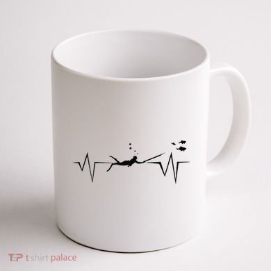 Spearfishing Heartbeat Diving Underwater Spear Fish Coffee Mug back