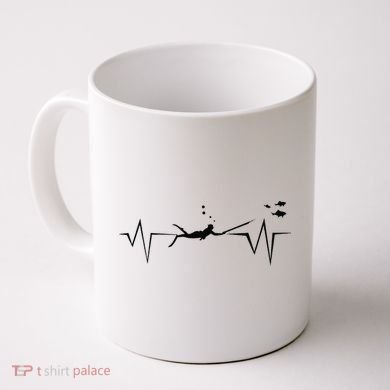Spearfishing Heartbeat Diving Underwater Spear Fish Coffee Mug