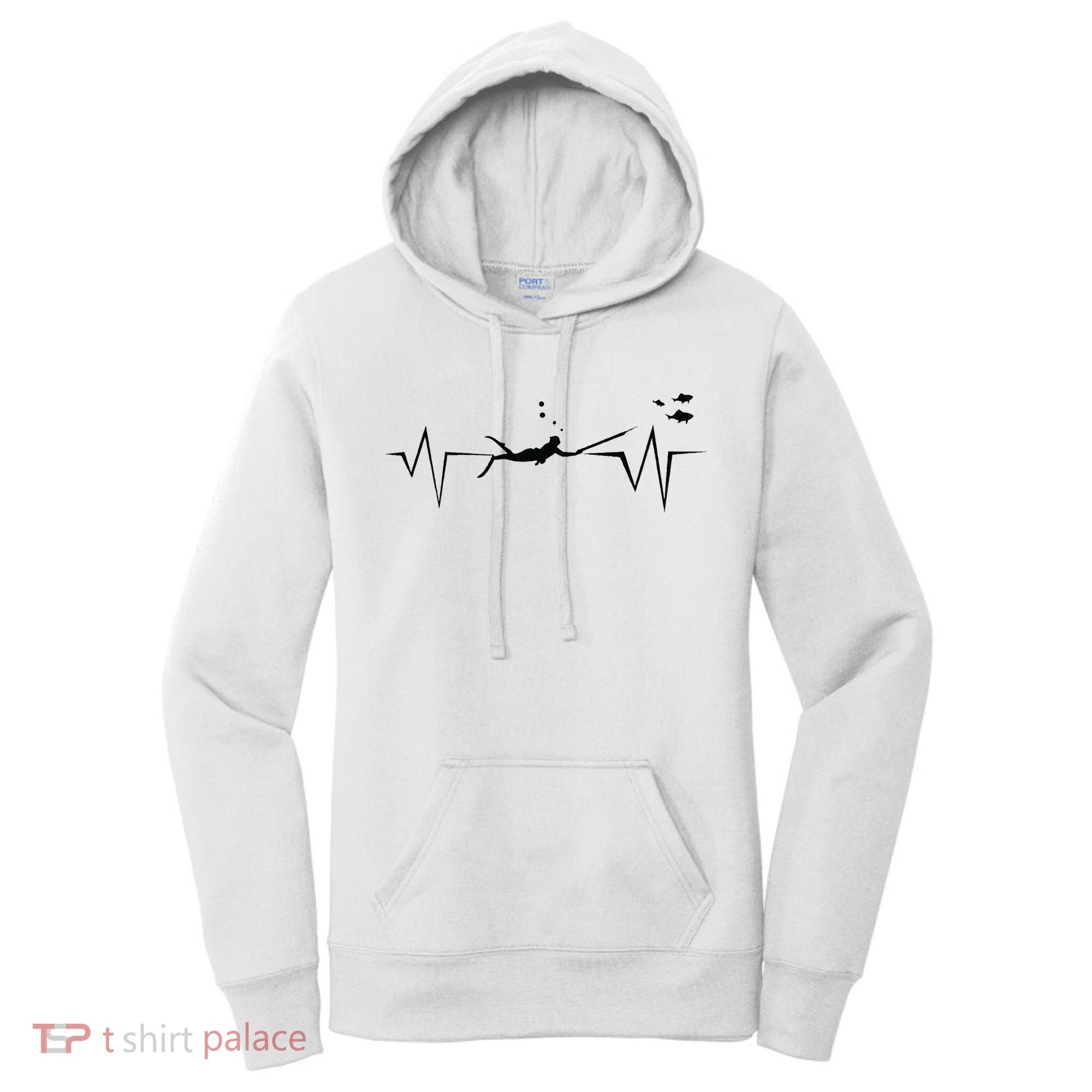 Spearfishing Heartbeat Diving Underwater Spear Fish Women's Hoodie