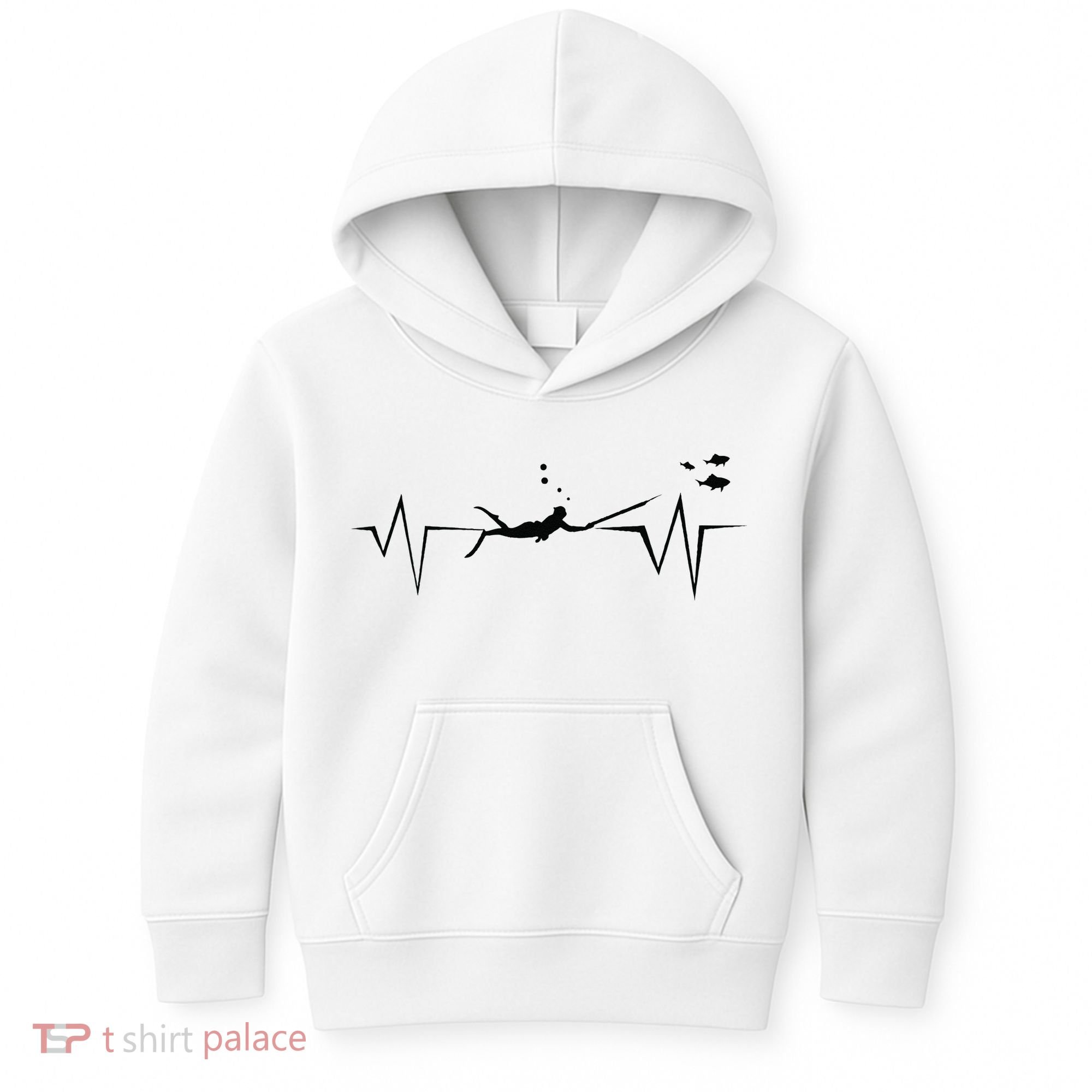 Spearfishing Heartbeat Diving Underwater Spear Fish Kids Hoodie