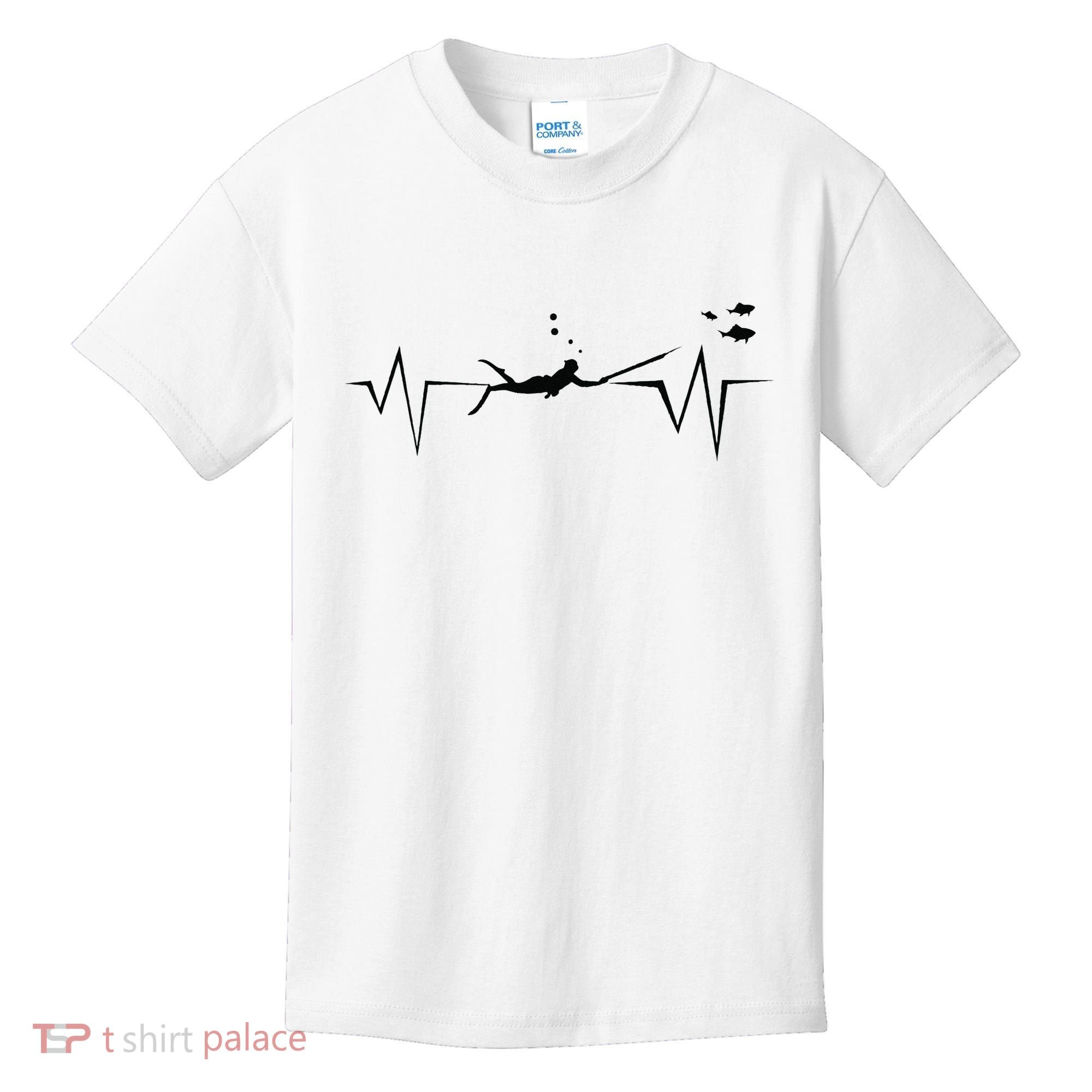 Spearfishing Heartbeat Diving Underwater Spear Fish Kids T-Shirt