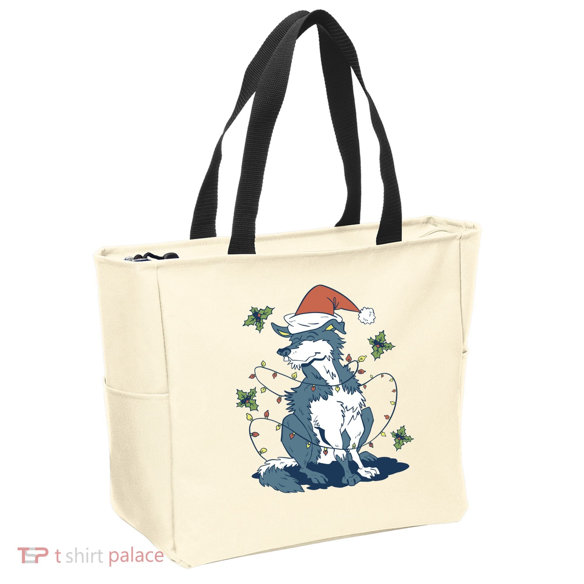 Siberian Husky Dog Christmas Holiday Tote Bag