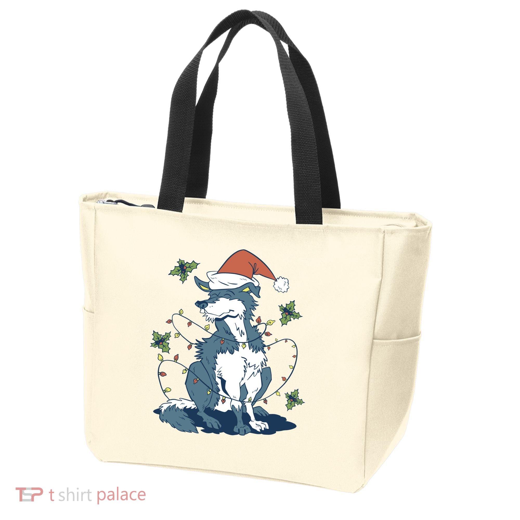 Siberian Husky Dog Christmas Holiday Tote Bag
