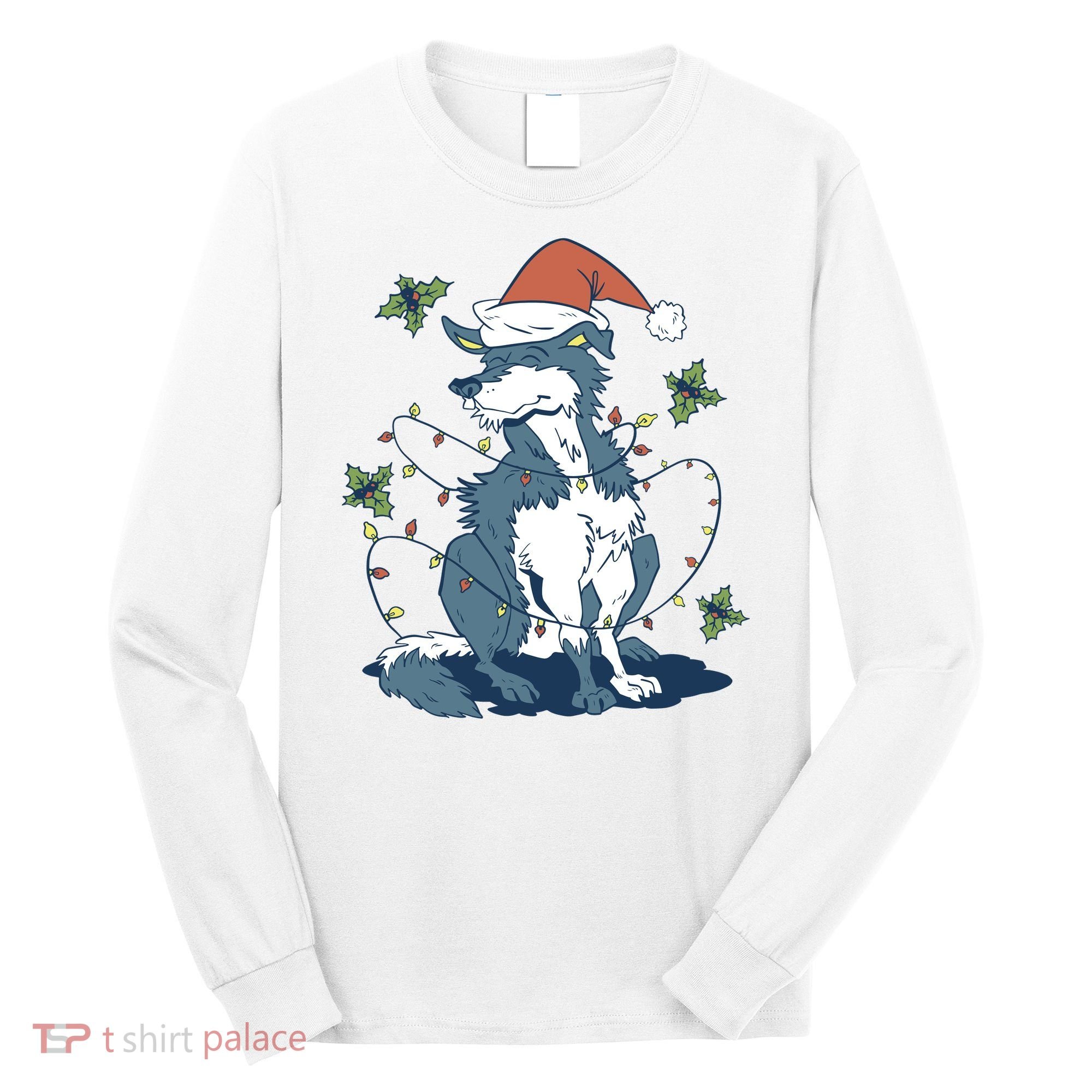 Siberian Husky Dog Christmas Holiday Long Sleeve Shirt
