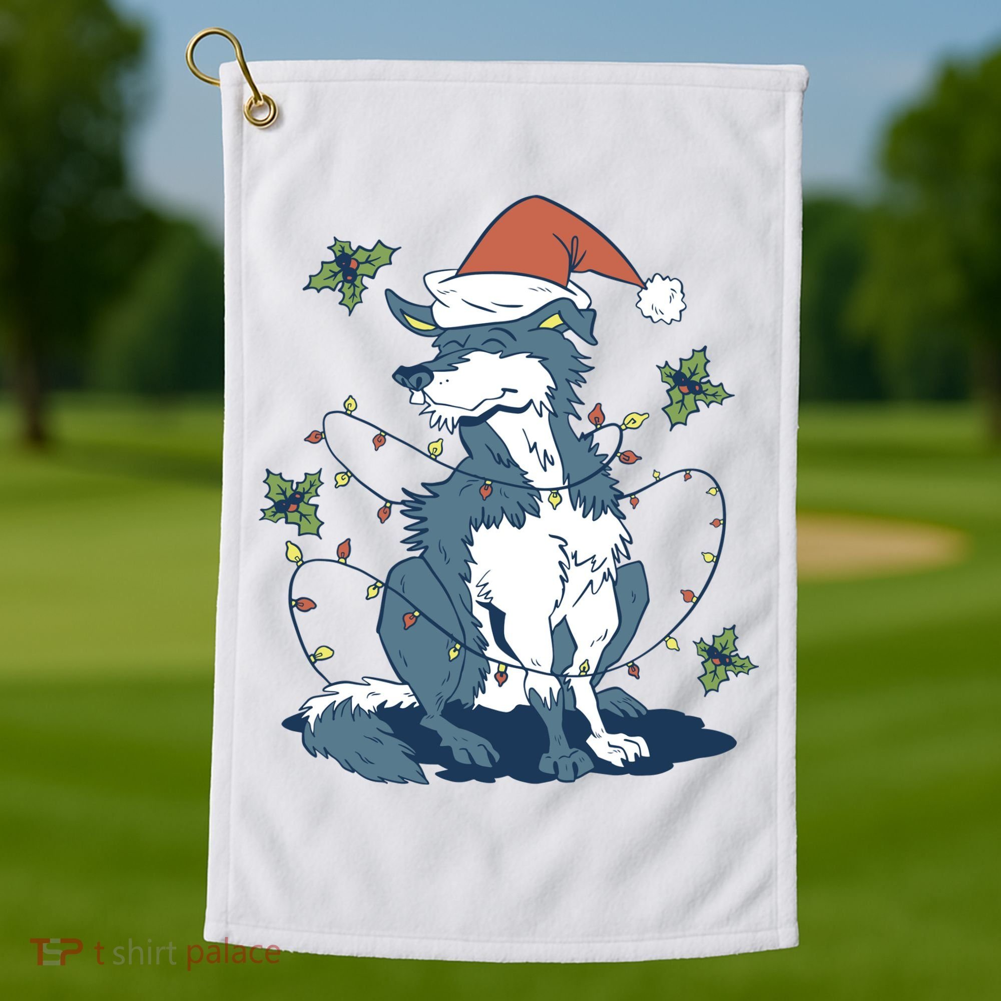 Siberian Husky Dog Christmas Holiday Golf Towel