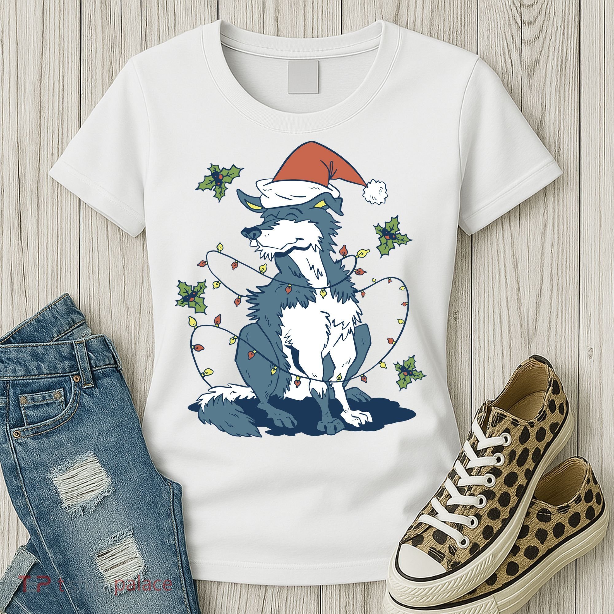 Siberian Husky Dog Christmas Holiday Women's T-Shirt