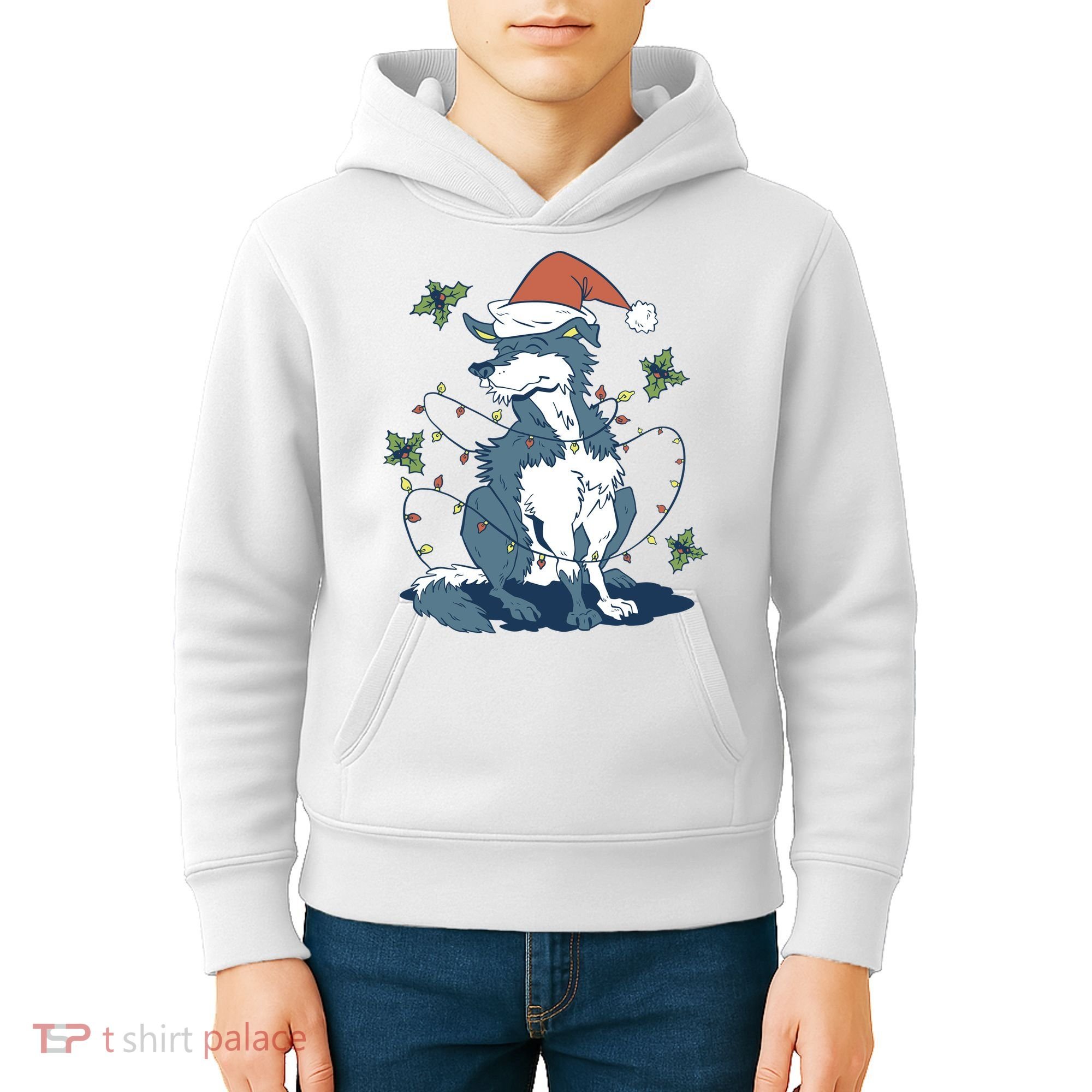 Siberian Husky Dog Christmas Holiday Kids Hoodie