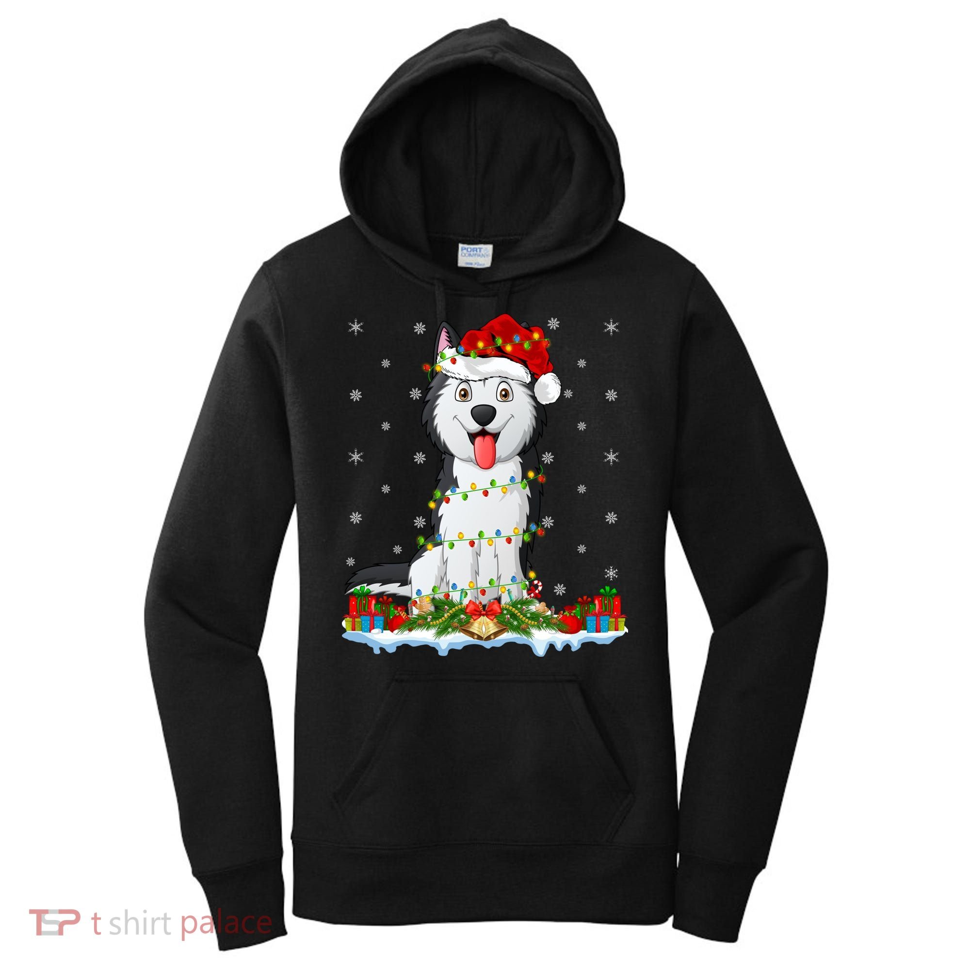 Siberian Husky Dog Xmas Lighting Siberian Husky Christmas Cute Gift Women's Hoodie