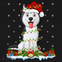 Siberian Husky Dog Xmas Lighting Siberian Husky Christmas Cute Gift Women's Hoodie thumb 2