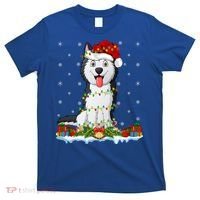 Siberian Husky Dog Xmas Lighting Siberian Husky Christmas Cute Gift T-Shirt thumb 0