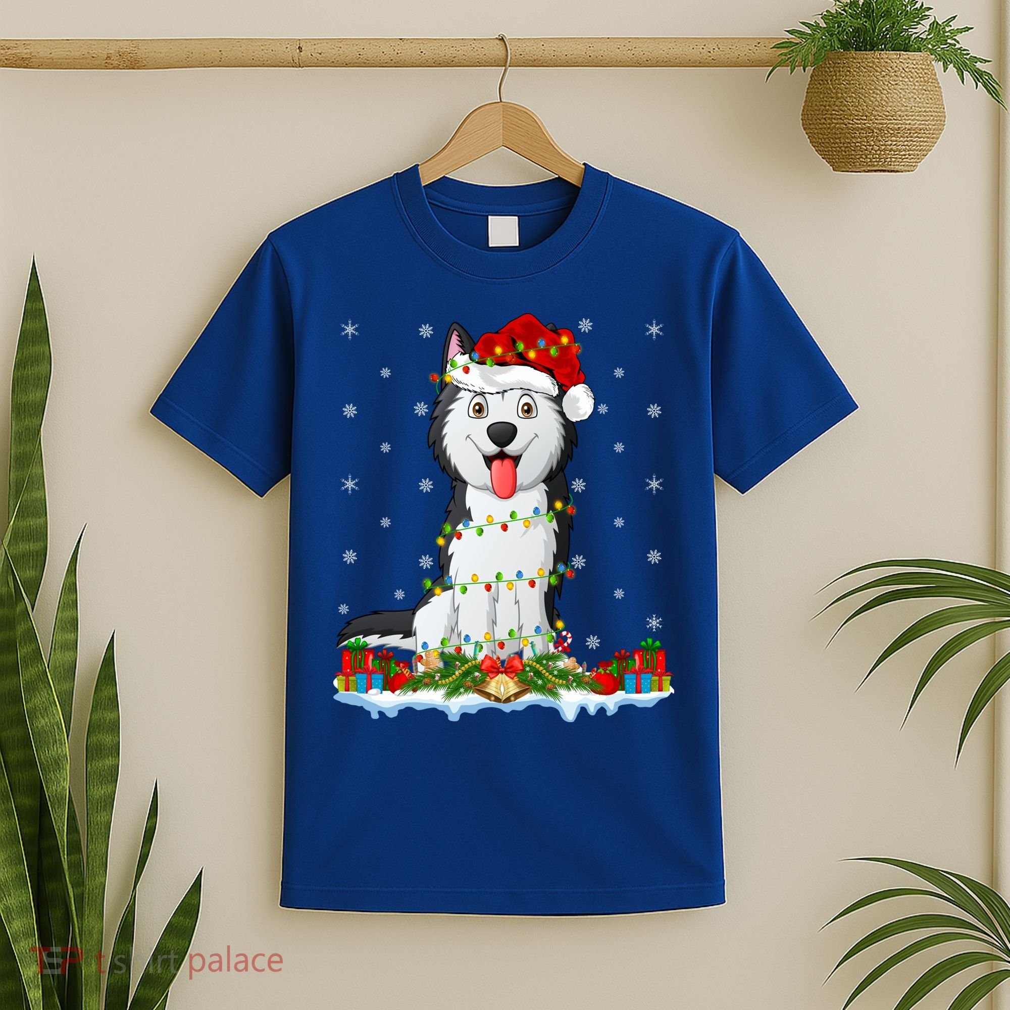 Siberian Husky Dog Xmas Lighting Siberian Husky Christmas Cute Gift T-Shirt