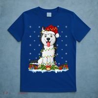 Siberian Husky Dog Xmas Lighting Siberian Husky Christmas Cute Gift T-Shirt thumb 5
