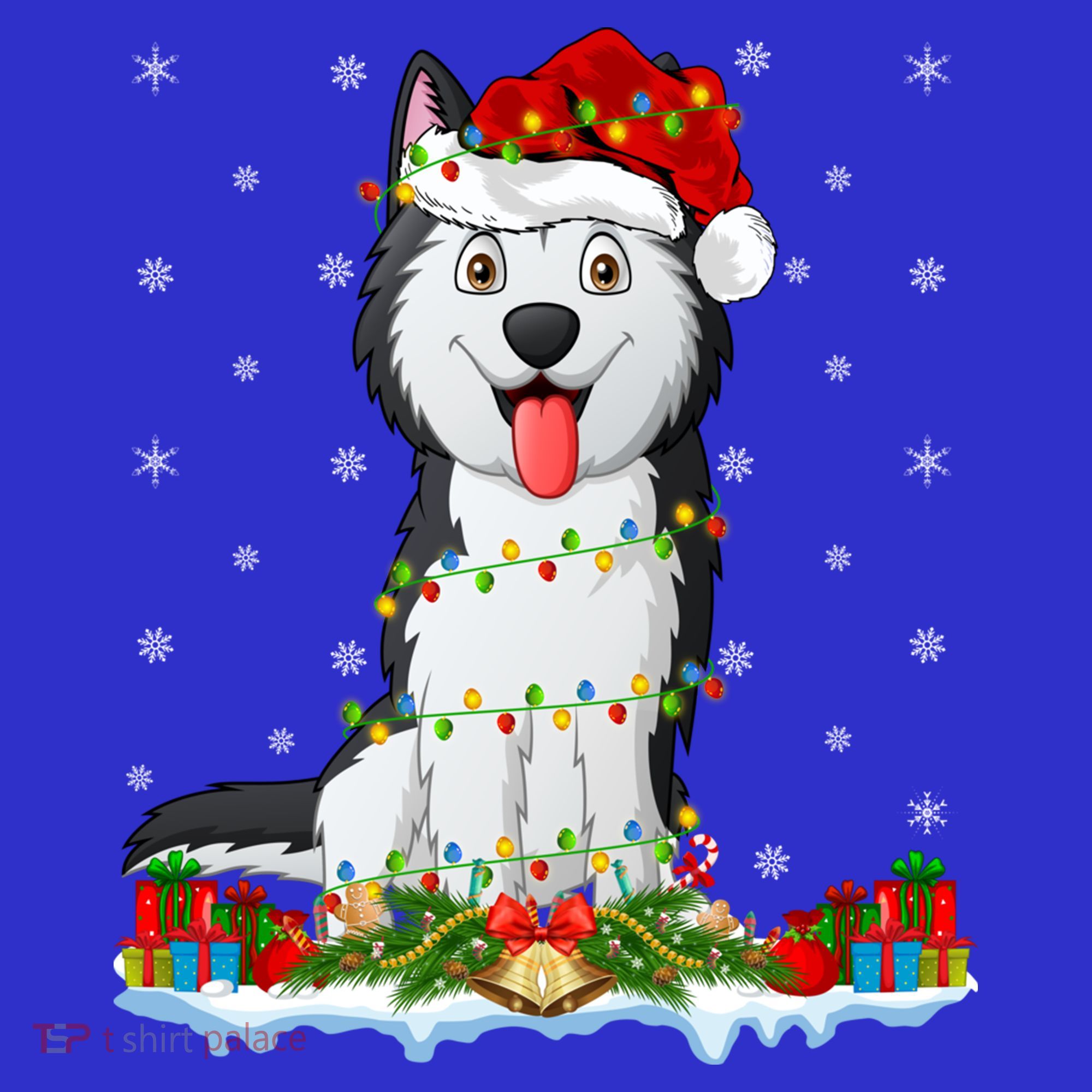 Siberian Husky Dog Xmas Lighting Siberian Husky Christmas Cute Gift Coaster