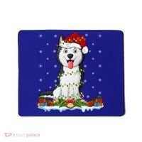 Siberian Husky Dog Xmas Lighting Siberian Husky Christmas Cute Gift Mousepad thumb 0