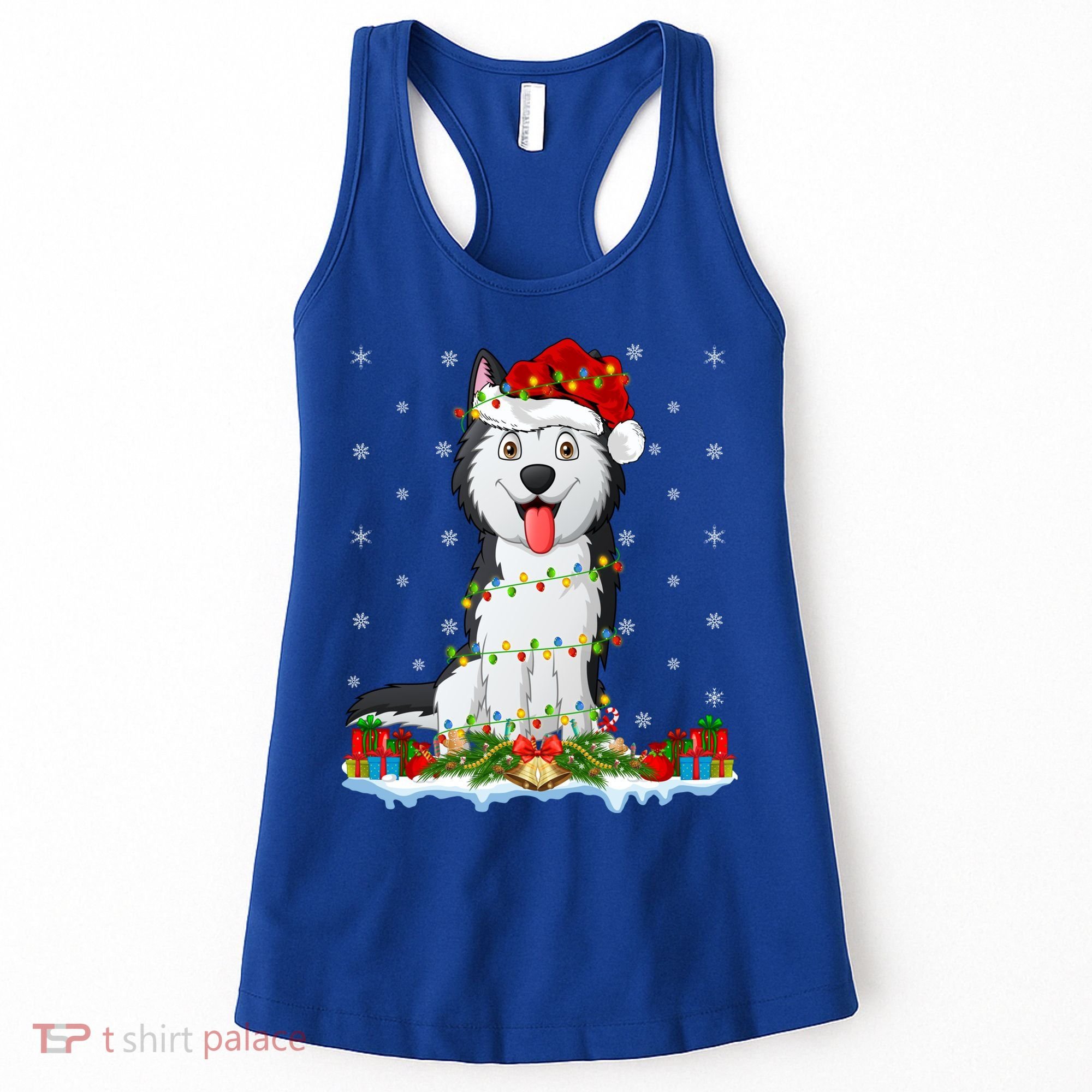 Siberian Husky Dog Xmas Lighting Siberian Husky Christmas Cute Gift Women's Tank Top