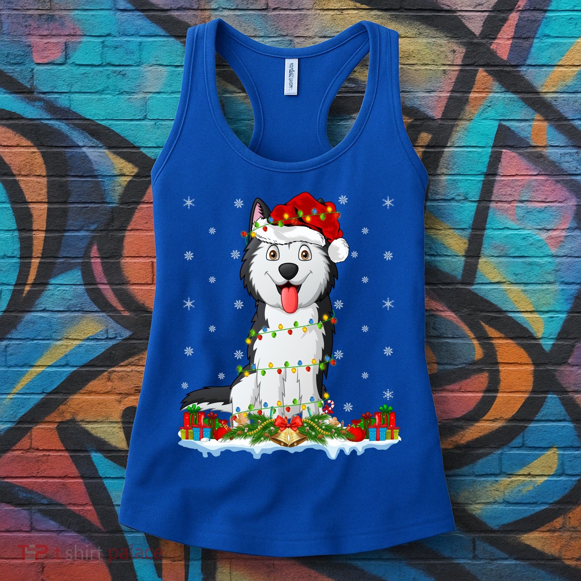 Siberian Husky Dog Xmas Lighting Siberian Husky Christmas Cute Gift Women's Tank Top