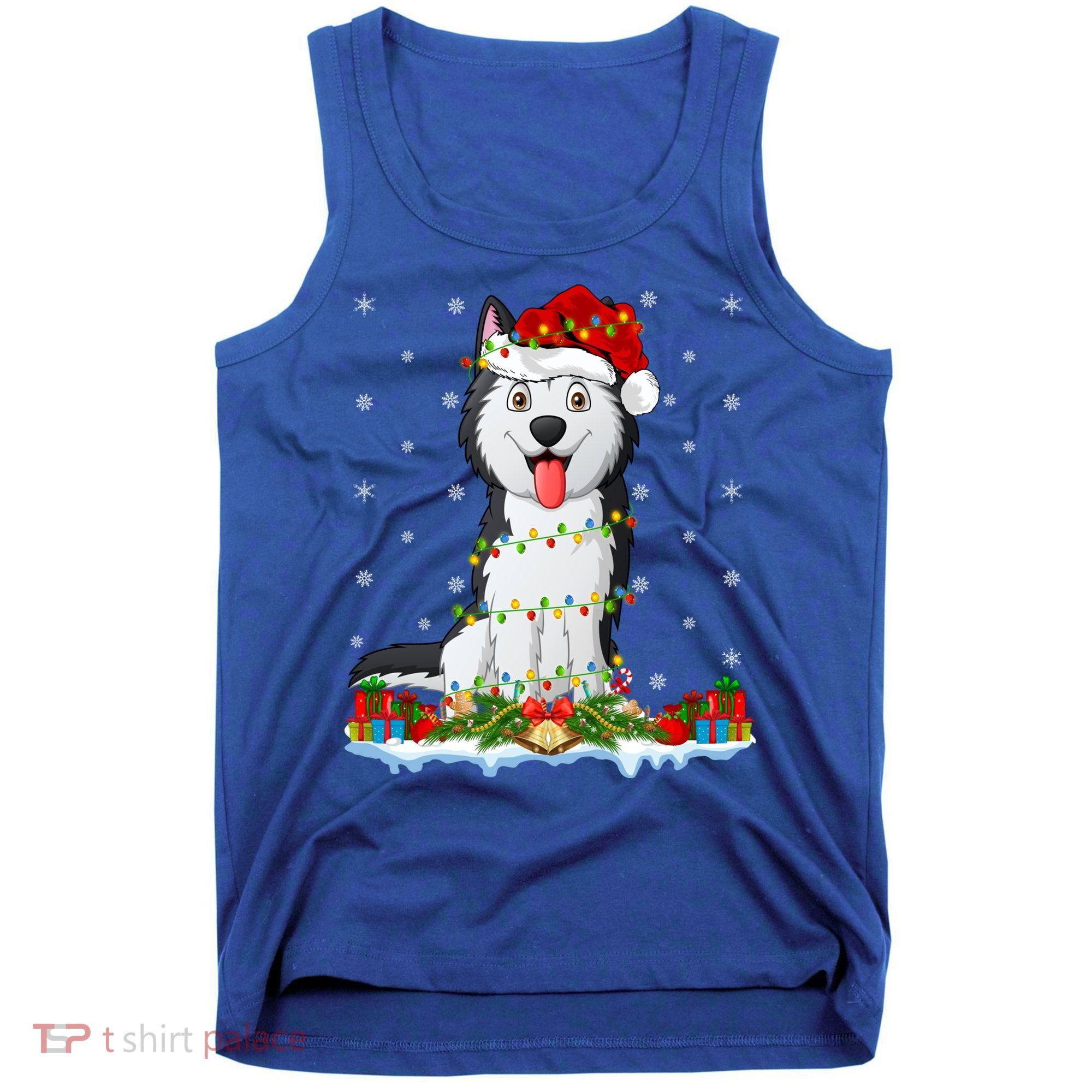 Siberian Husky Dog Xmas Lighting Siberian Husky Christmas Cute Gift Tank Top