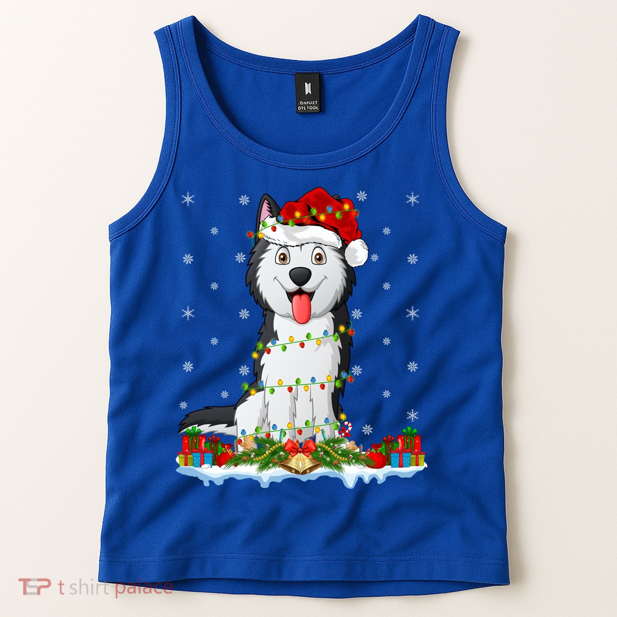 Siberian Husky Dog Xmas Lighting Siberian Husky Christmas Cute Gift Tank Top