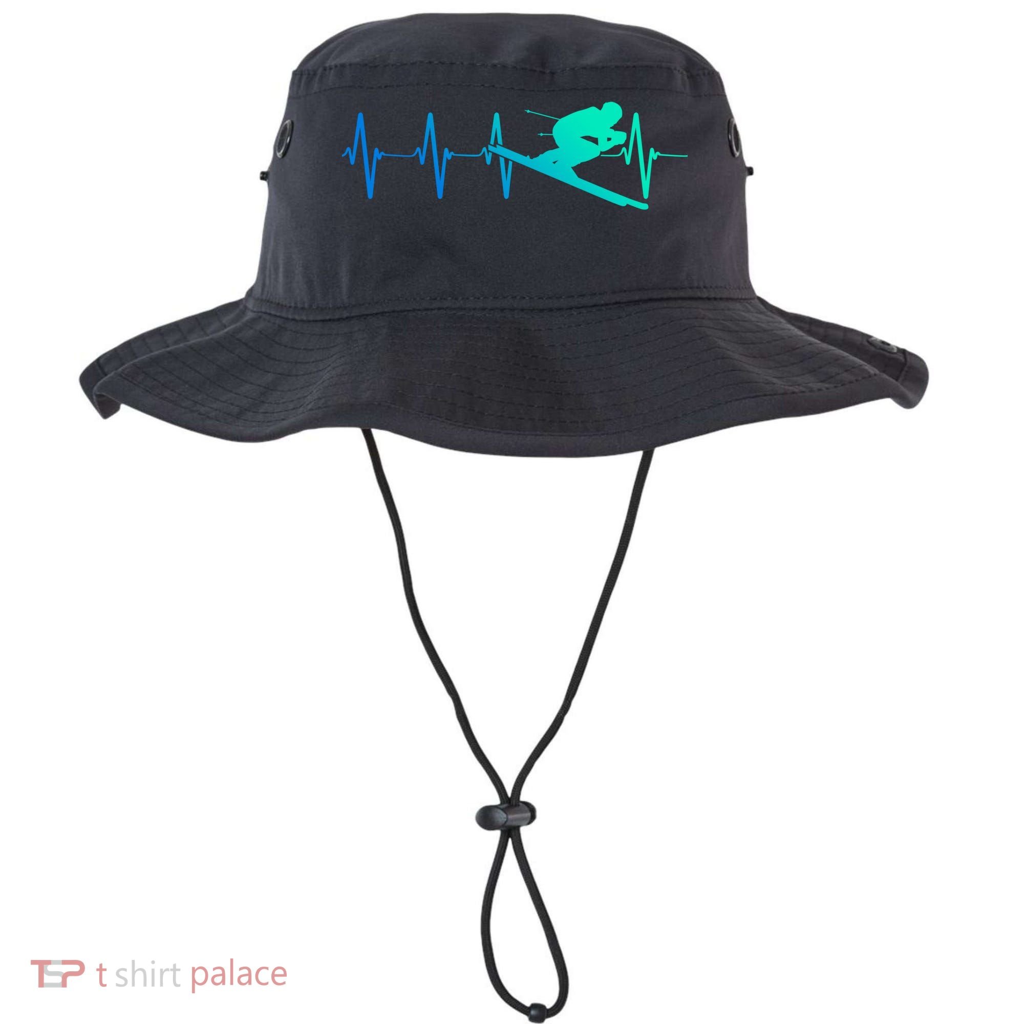 Ski Heartbeat Downhill Skiing Skier Gift Ski Bum Funny Gift Bucket Hat