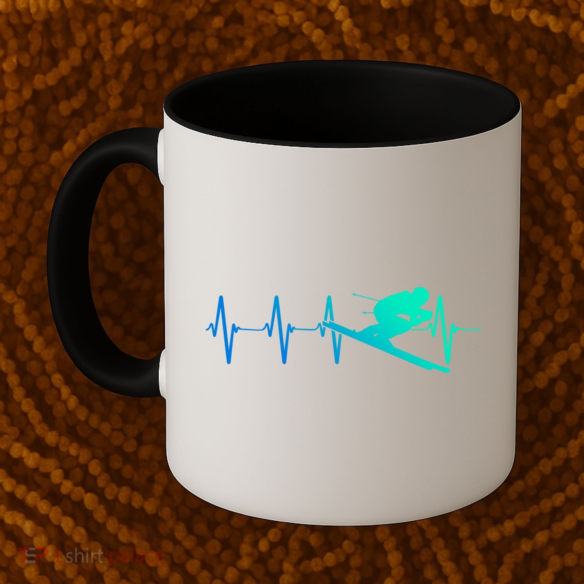 Ski Heartbeat Downhill Skiing Skier Gift Ski Bum Funny Gift Coffee Mug